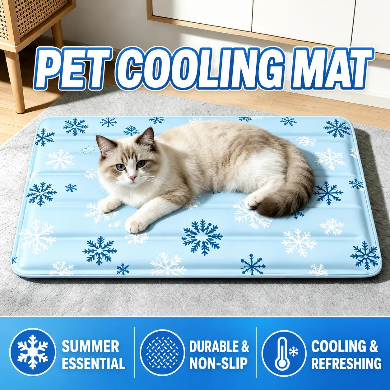 Summer Pet Ice Mat Cool Sleeping Pad Anti-slip Cooling Bed Cushion for Small Medium Large Dogs Cats Indoor Outdoor Use