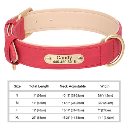 Personalized Dog Collar Custom Engraved PU Leather Dog Collars Free Engraving ID Tag Nameplate For Small Medium Large Dogs